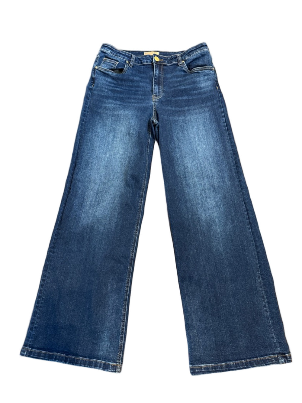 Kut from the Kloth Dark Blue High-Rise Wide-Leg Denim Jeans Size 10 - Picture 2 of 3